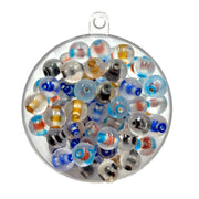 An assorted mix of frosted, round glass beads with inner stripes are approximately 10mm in size.
Each pack contains a random mix of colours. Made in India.
