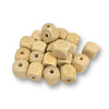 Craftworkz wooden beads in a square shape and sold in packs of 100 pieces. Each bead measures approximately 14 x 14 x 14mm. Available in a raw finish, or natural ( natural colour of wood with a clear varnish coat ).