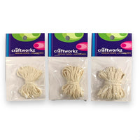 Craftworkz cotton candle wick is available in 3 different thicknesses.