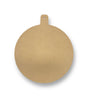 A single round, brown MDF craft wood bauble with a hole at the top for hanging.