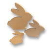 3 unpainted MDF rabbit shapes