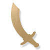 A single curved sword-shaped craft cutout made from MDF craft wood shown on a plain white background with a soft drop shadow.