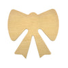 An unpainted plywood bow shaped cut out by Craftworkz.