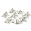 A set of small 3D white star-shaped deco foam pieces arranged on a plain white background.