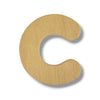 A single wooden letter C cutout with a natural light brown wood grain finish, shown on a white background with a soft drop shadow.