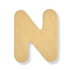 A wooden letter 'N' cutout with a natural light wood grain finish, shown on a clean white background with a soft drop shadow.