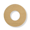 A circular plywood letter "O" showing a light natural wood grain texture, isolated on a white background with a soft drop shadow.