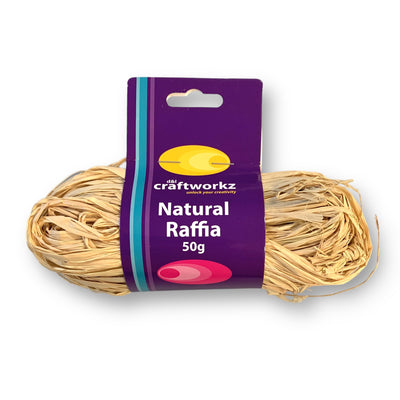 Natural raffia in a 50 gram pack by Craftworkz.