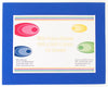 A sheet of royal blue EVA craft foam with a label indicating sheet size of 300 x 380mm and 10 pieces per pack