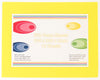 A sheet of yellow EVA craft foam with a label indicating sheet size of 300 x 380mm and 10 pieces per pack