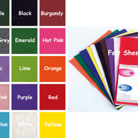 Craftworkz pack of 10 A4 size felt sheets in assorted colours.