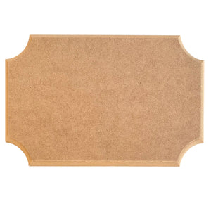 A plain rectangular MDF name plaque with routered edges, ready for decoration. Made in Australia by Craftworkz.
