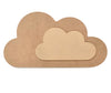 Two cloud-shaped craft blanks made of medium density fiberboard (MDF), one smaller and one larger, with a beige color.