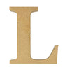 A natural MDF wooden letter L craft blank by Craftworkz on a white background