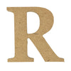 A natural MDF wooden letter R craft blank by Craftworkz on a white background