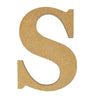 A natural MDF wooden letter S craft blank by Craftworkz on a white background