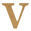A natural MDF wooden letter V craft blank by Craftworkz on a white background