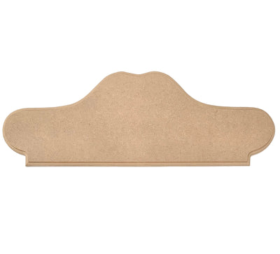 A raw MDF craftwood plaque blank with a routered edge, ready for decoration.