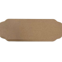 A plain craft blank plaque cut from MDF 9mm thick craftwood, with routered edges, ready to be decorated.