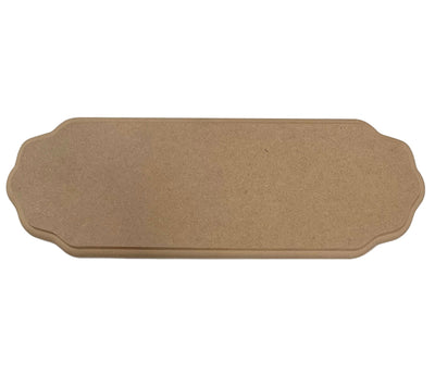 A plain craft blank plaque cut from MDF 9mm thick craftwood, with routered edges, ready to be decorated.