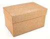 A natural Kraft coloured paper mache box with a lift off lid on a white background