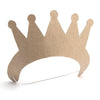 A blank, natural kraft colour, Paper Mache crown with an elastic to secure on head