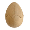 A papier mache egg shaped box with a jagged edged lid, plain ready to be personalised 