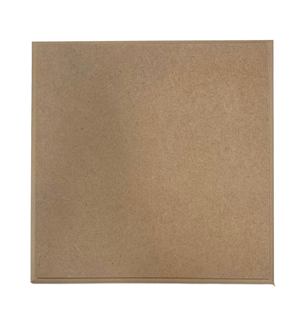 Craftworkz MDF square plaque with a routered edge. Measures 190 x1 90 x9 mm thick.