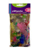 A retail pack of multi coloured polka dot feathers by Craftworkz