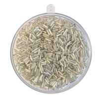 Glass bugle beads silver 6mm bulk