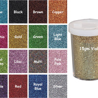 Ultra Fine Glitter 15 gram Vial x 12 pc - 0.2mm (1/128")