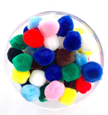 Multi coloured craft pom poms